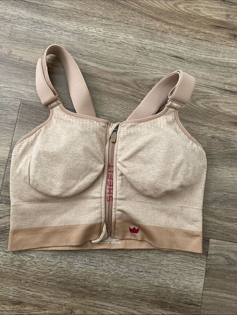 Shefit Beige Front-Zip Seamless Sports Bra Sz XL - Picture 2 of 6